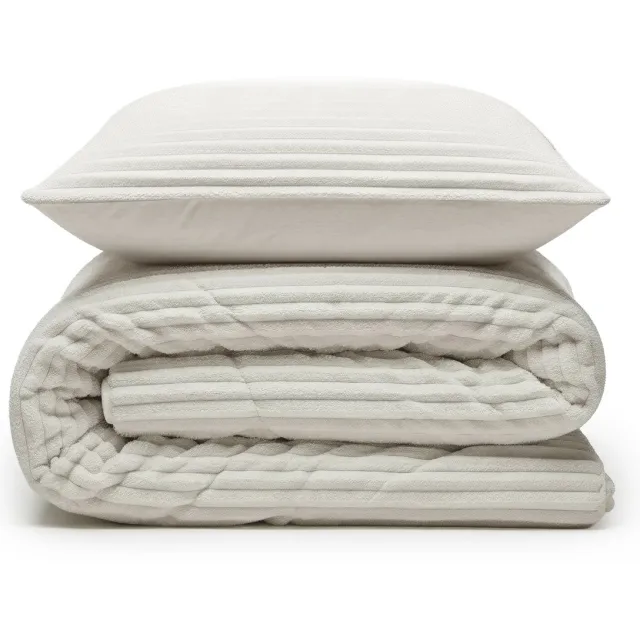 Sleeptime 2 in 1 Teddy Rib Dekbed zonder Overtrek - Dekbed Inclusief Slopen - 140 x 200 cm - Beige