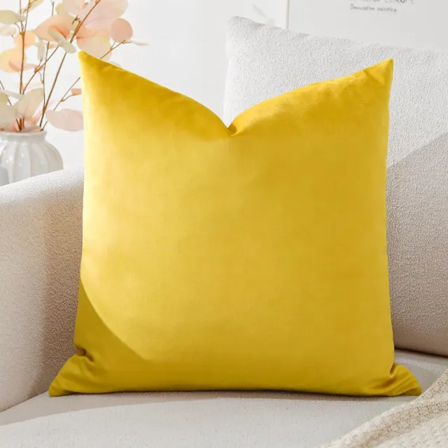 Ibenzoa Stijlvolle fluwelen kussensloop voor decoratie en comfort in elke ruimte, 40 x 40 cm, goudgeel