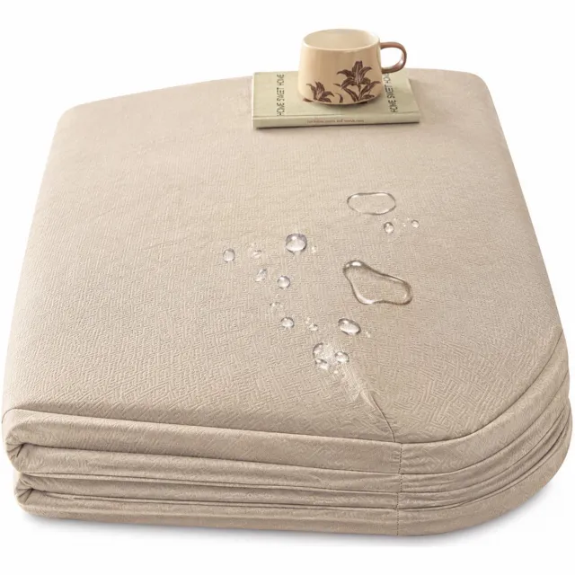 SWGOTA Waterdichte hoeslakenset 140 x 200 cm, khaki, geborstelde stof, 3-delig met 2 kussenslopen