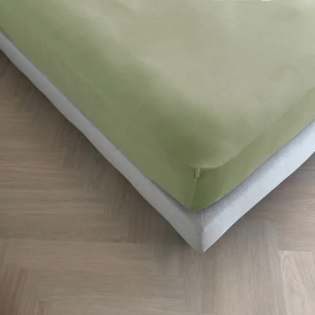 kayori Tara Hoeslaken Jersey Stretch - 180-200x200-220cm - Matrasdikte 35cm - Rondom Elastiek - Biologisch Katoen - Strijkvrij - Saliegroen