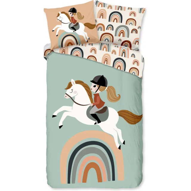 Good Morning dekbedovertrek paard en regenboog - Multi - 100% Katoen renforce
