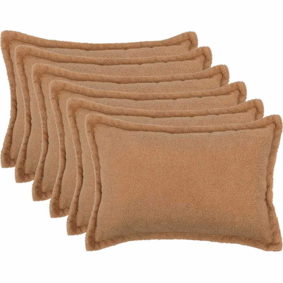 vidaXL Kussensloop 6 st HOUTEN Beige 50 x 80 cm Bouclé, foto 3