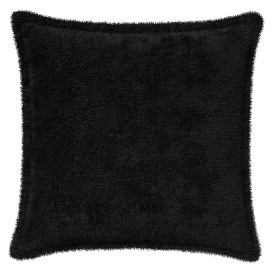 vidaXL Kussensloop 2 st HOUTEN Zwart 40 x 40 cm Nep Konijnenbont