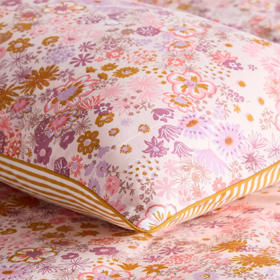 NOUS Living katoenen gebloemde kussensloop roze, foto 6