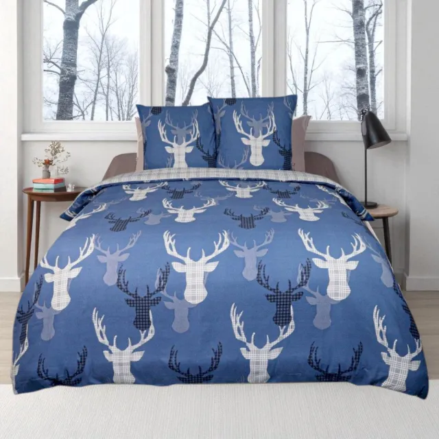 bedlin Dekbedovertrek Flanel - Winter - 240 x 220 cm - Onrievni Blue Blauw