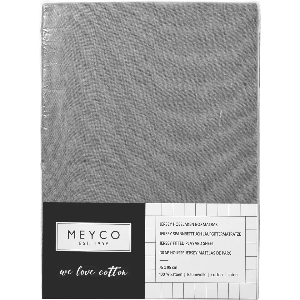 Meyco hoeslaken boxmatras 75x95 cm grijs, foto 2