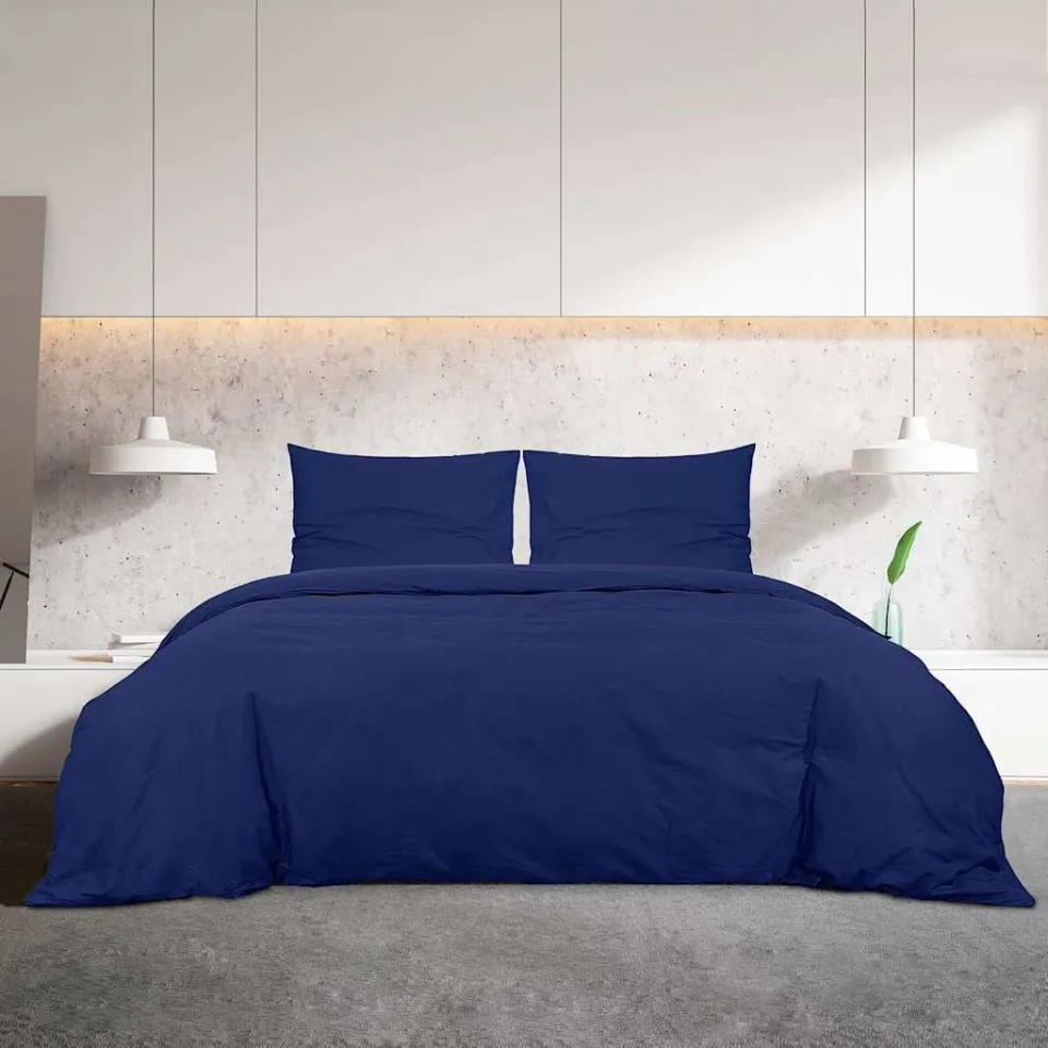 vidaXL Dekbedovertrekset 260x240 cm microvezel marineblauw, foto 3