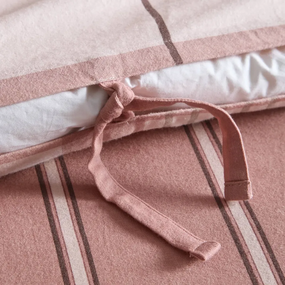 NOUS Living flanellen geruite 2-persoons dekbedovertrek 200x220 cm - roze