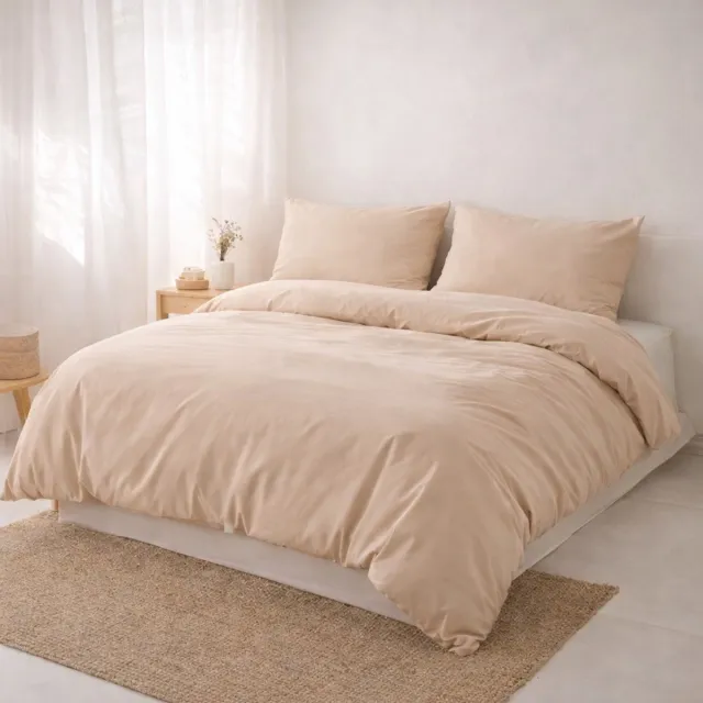 Blanche & Nuit Dekbedovertrek - 2 Kussenslopen - Beige - 100% Katoen - Ademend & Comfortabel - Hoogwaardige Kwaliteit