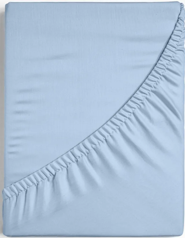 SENZATIONE katoen satijn Hoeslaken Licht Blauw - 100x200+30