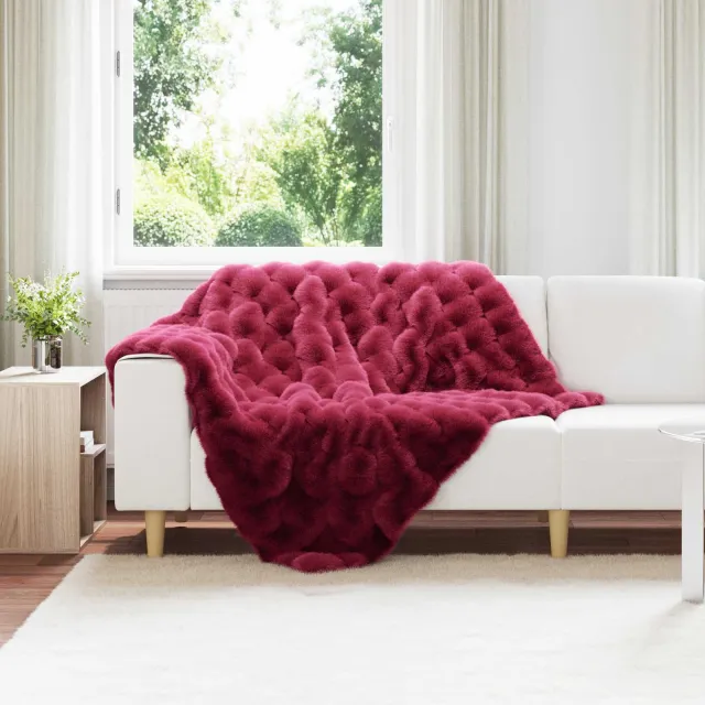 vidaXL Antislip deken van imitatie konijnenbont OLITE 4 st rood, foto 2