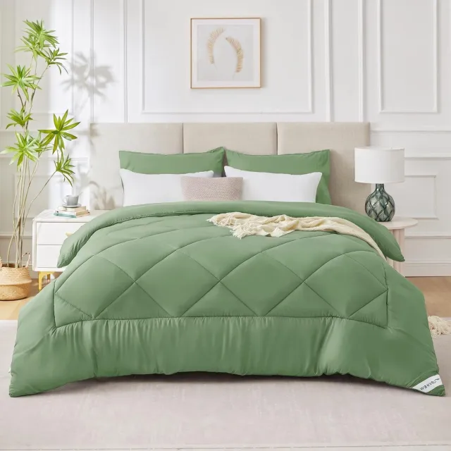 Duraxl Winterdekbed - Microvezel - 240 x 220 cm - Saliegroen