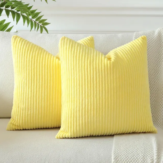 Ibenzoa Corduroy Kussenhoezen Set - Geel, 45x45cm, 2 Stuks - Voor Bank en Woonkamer Decoratie