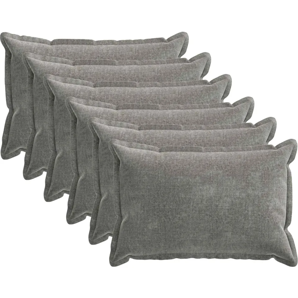 vidaXL Kussensloop 6 st HOUTEN Donkergrijs 50 x 70 cm Chenille Stof, foto 3