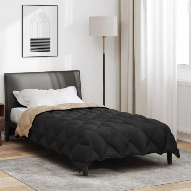 vidaXL Winter Dekbed 155 x 200 cm 450 gsm Microvezel Zwart en Taupe