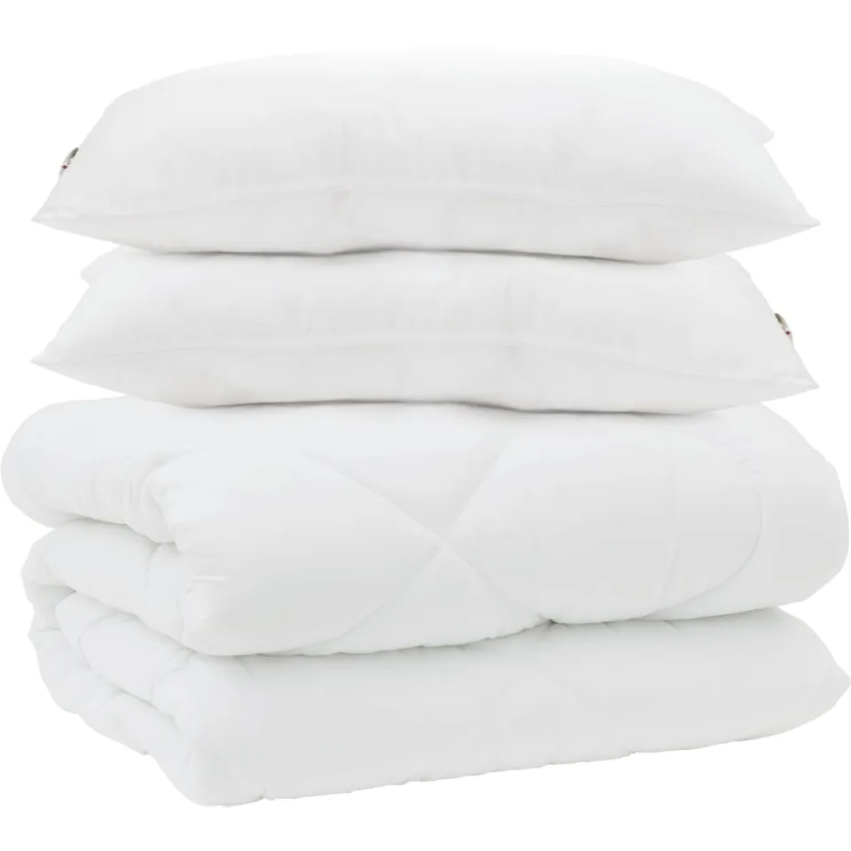 vidaXL Dekbed met Kussens 3 st Wit Microfiber en Dons Feather, foto 3