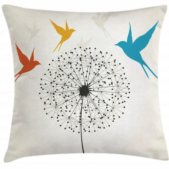 ABAKUHAUS Kussenhoes 40x40 cm – Paardenbloem & Zwaluwen – Multicolor Eierschaal