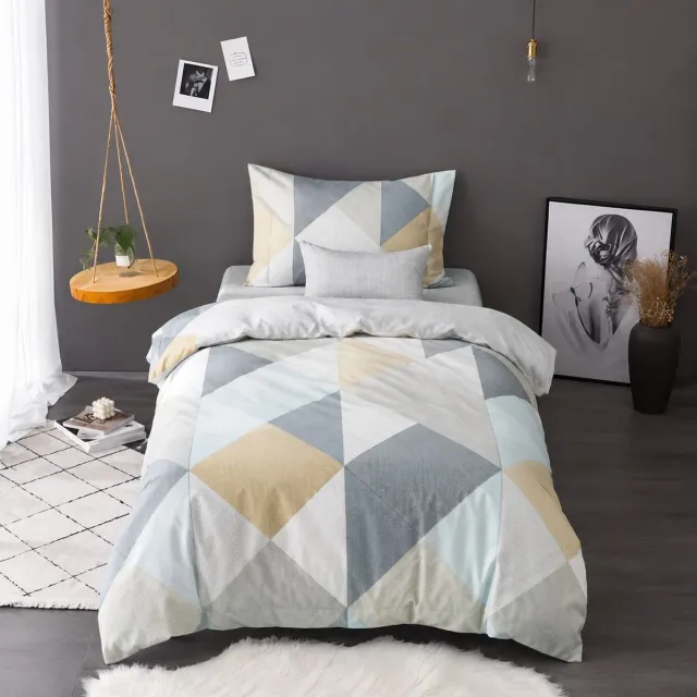 bedlin Lakenset Micropercal - 1 persoon - Bovelaken en onderlaken - 3 stuks - Geometric Multicolor