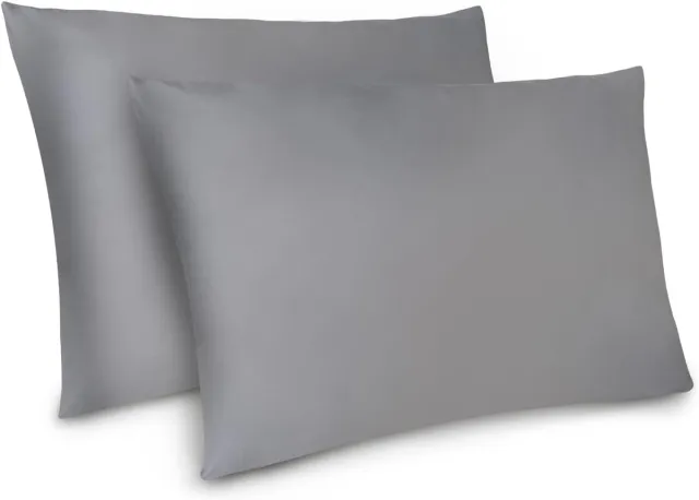 Azalia Set van 2 Kussenslopen 40x80 cm Antraciet - Zacht Microvezel met Ritssluiting