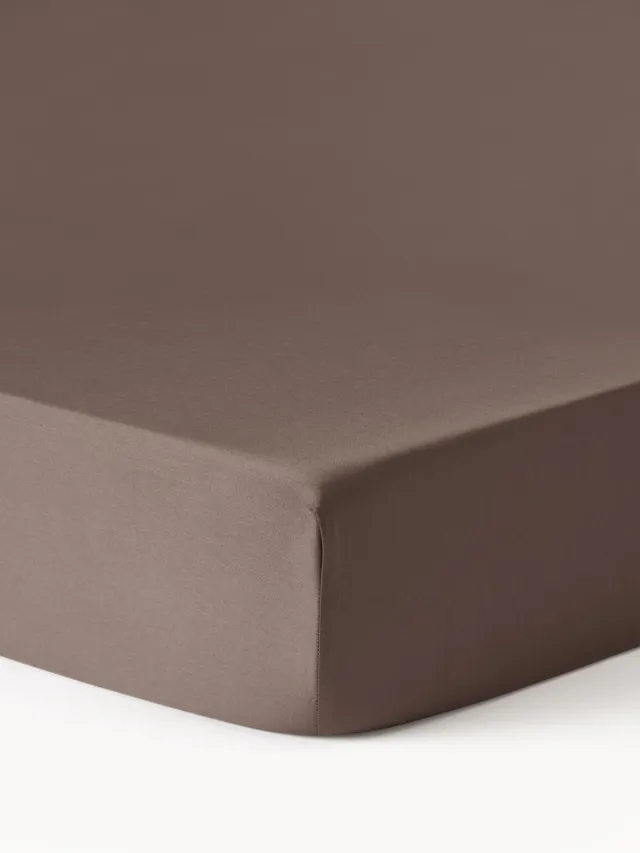Westwing Collection Topper hoeslaken Comfort, katoensatijn Bruin