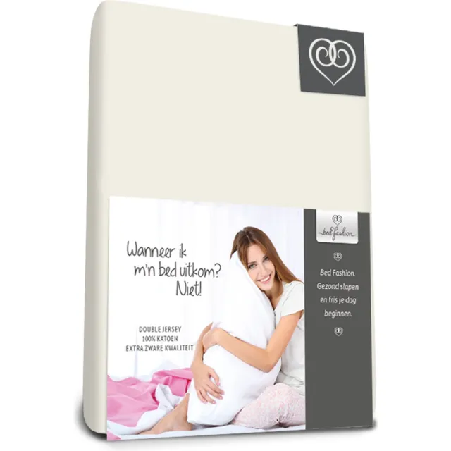 Bed-Fashion Dubbel Jersey - Topper Hoeslaken - 160 x 210 cm - Creme