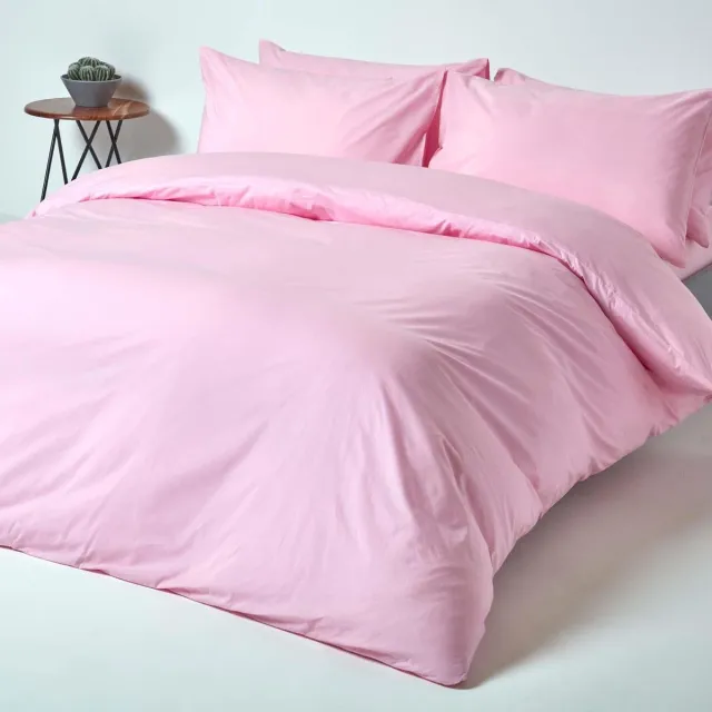 Homescapes Dekbedovertrek 230x220 cm Lits-jumeaux – Roze – 100% Egyptisch Perkal Katoen – 200 TC – Inclusief 2 Kussenslopen