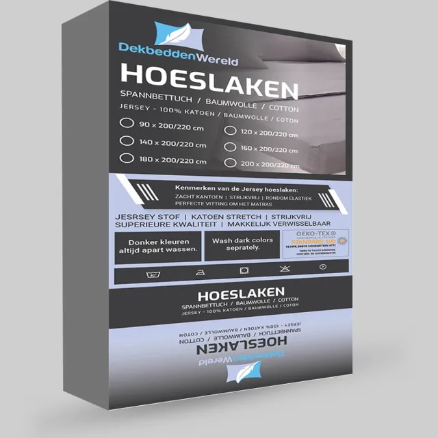 dekbeddenwereld Jersey Stretch Hoeslaken - Extra Stretch Jersey Hoeslaken voor Matrassen – Premium Zacht, Ademend en Duurzaam met Elastiek Rondom voor een Veilige, Kreukvrije Pasvorm en Dagelijks Slaapcomfort - antraciet - 180 cm x 200 cm