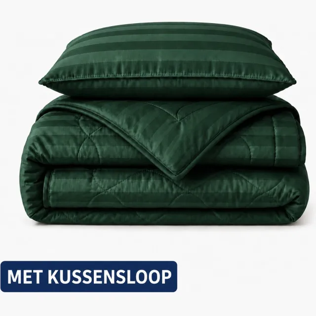 decoware Dekbed Zonder Overtrek 140x200 cm - Groen - Hotel Velvet – Met Kussensloop - Wasbaar - Hoesloos Dekbed Groen Hotel