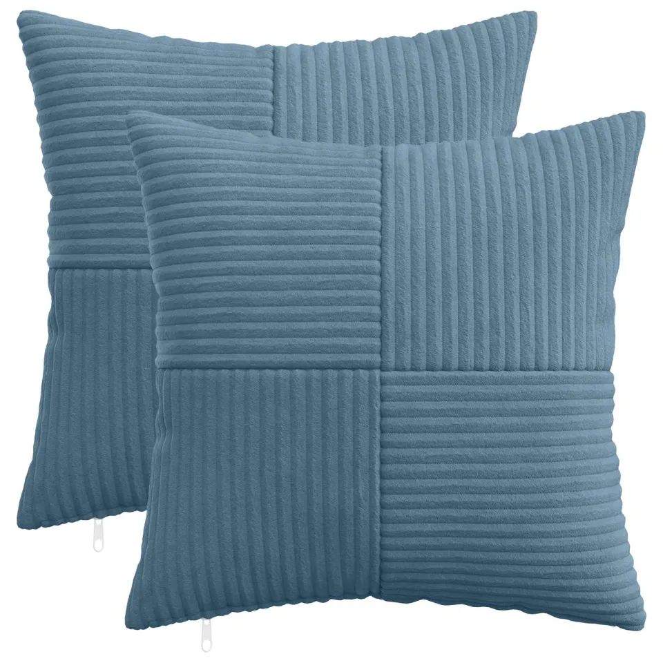 vidaXL Kussensloop 2 st ALMELO Blauw 45 x 45 cm corduroy, foto 3