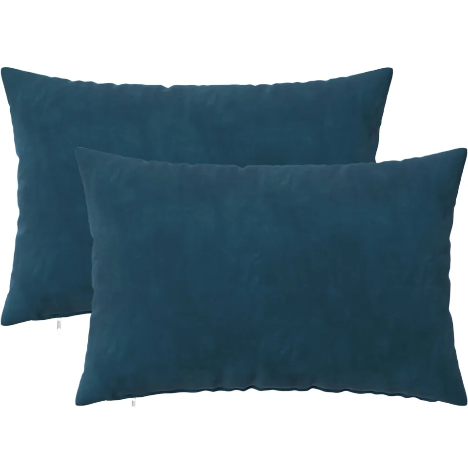 vidaXL Kussensloop 2 st HEERLEN Blauw 30 x 50 cm fluweel