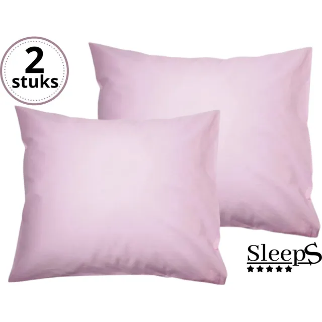 Sleeps Kussenslopen - Set van 2 Stuks - Roze - 60x70cm - 100% Hoogwaardige 20A Katoen - Zacht Katoen - Strijkvrij