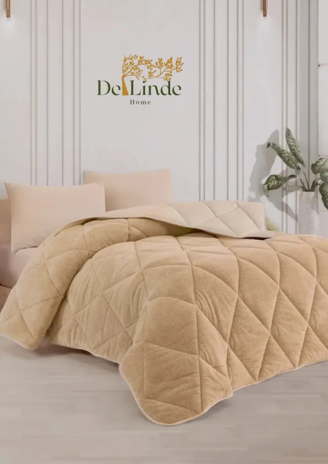 De Linde Home Dekbed zonder overtrek - Beige - 220x240 cm - Lits-jumeaux - 2 in 1 Dekbed - Teddy - Zacht & Hypoallergeen - 4 Seizoenen - Dubbelzijdig - Wasbaar - Ultra Soft - De Linde Home