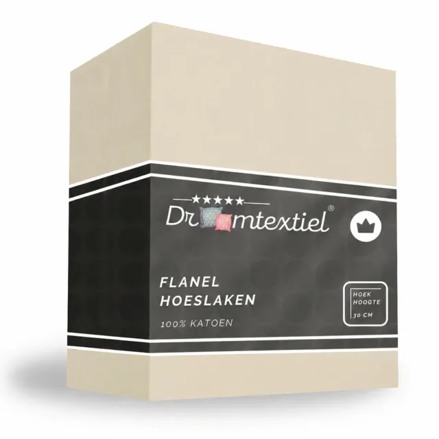 Droomtextiel Hoeslaken Flanel Premium Zand - 140x200 cm