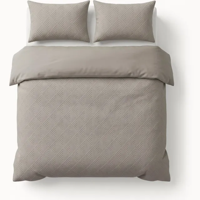 Sleeptime Modern Geo 3D Dekbedovertrek - Tweepersoons 200x200/220 cm - Inclusief 2 Kussenslopen 60x70 cm - Taupe Grijs Taupe/grijs