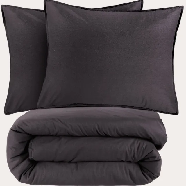 NOUS Living stonewashed dekbedovertrek 2-persoons antraciet (200x220 cm)