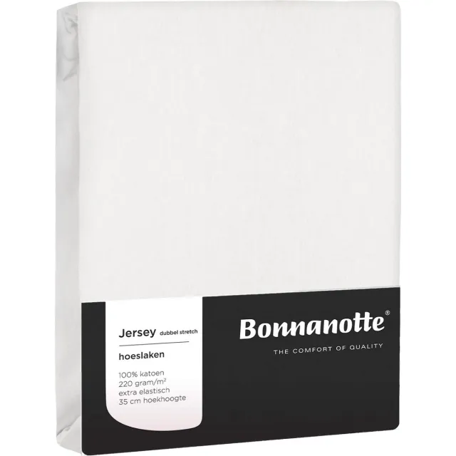 Bonnanotte Hoeslaken Jersey Dubbel Stretch White 160x200/220