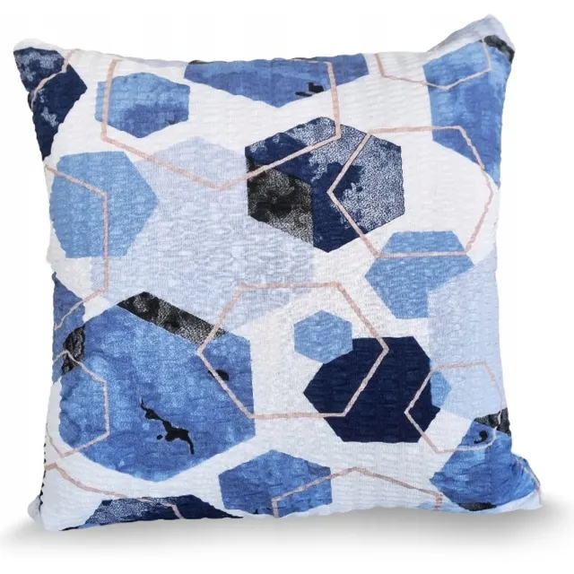Fan Katoenen Kussensloop 50x60cm - Geometrisch Blauw Wit - Kreukvrij