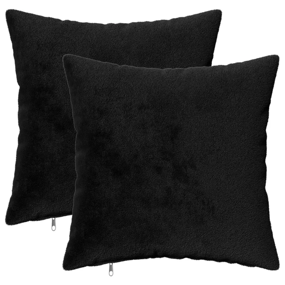 vidaXL Kussensloop 2 st HEERLEN Zwart 45 x 45 cm Flanel, foto 3
