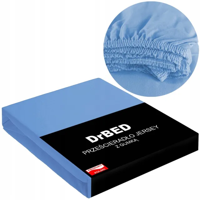 DrBED Jersey Hoeslaken Katoen 160x200cm Blauw - Zacht & geschikt