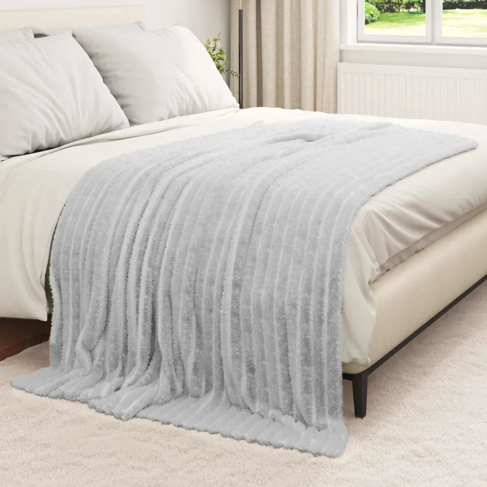 vidaXL plaid Grijs 200 x 150 cm 0,8 kg Fleece, foto 3