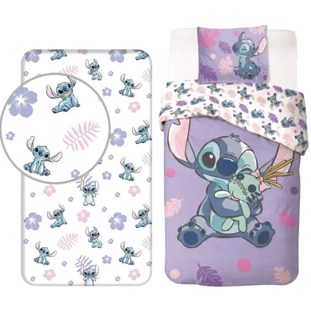 Lilo & Stitch Dekbedset - Dekbedovertrek - Hoeslaken - Kussensloop - Blauw paars set
