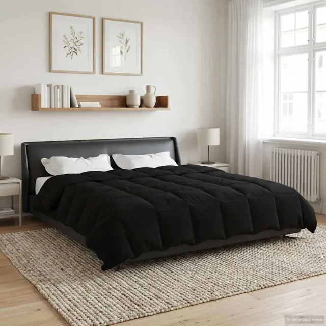 vidaXL Zomer Dekbed 200 x 240 cm Zomer Microfiber (100% polyester) Zwart