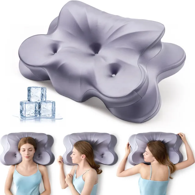 NiceLuck Memory Foam voor Nekklachten Dreamora - oor Rug, Buik- en Zijslapers - Memory Foam - Traagschuim Kussen - Slaapkussen - Kussen - Ergonomisch Kussen - Orthopedische Kussens-grijs