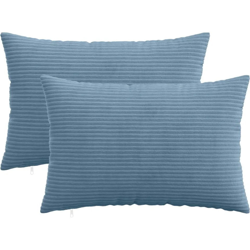 vidaXL Kussensloop 2 st HEERLEN Blauw 50 x 80 cm corduroy, foto 3