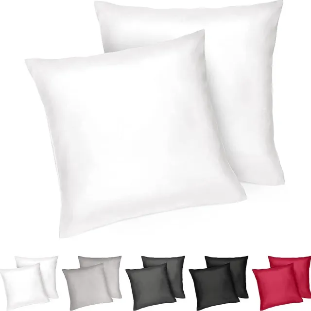 Dreamzie Set van 2 satijnen kussenslopen 80 x 80 cm, Dreamzie 100% katoen, Oeko-Tex, kussensloop 80 x 80 cm, wit, kussensloop 2 x voordelen voor het haar