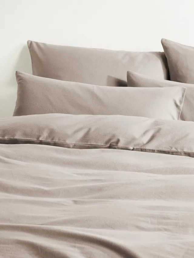 Westwing Collection Flanellen dekbedovertrek Biba Beige