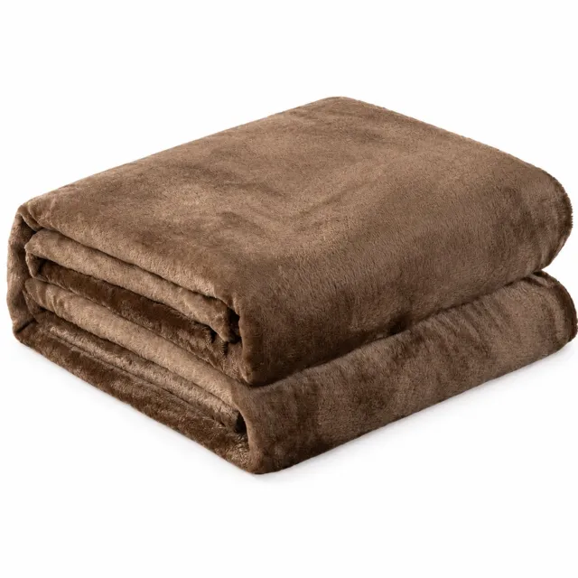 SWGOTA Bruine flanellen plaid 127 x 152 cm, effen polyester deken voor bank en middagdutje Koffiebruin