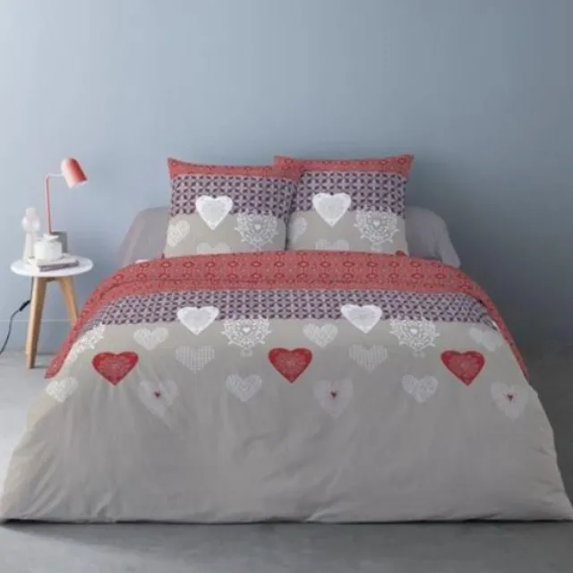 Better Nights Luxe Flanel 200 x 200 cm Tweepersoons Naty rood grijs beige wit
