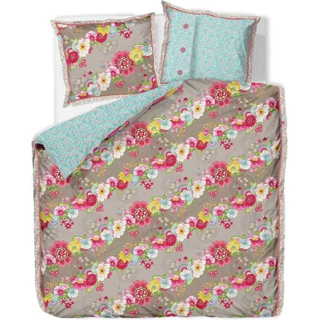 Pip Studio Swinging Flowers Sierkussen - 45x45 cm - Khaki