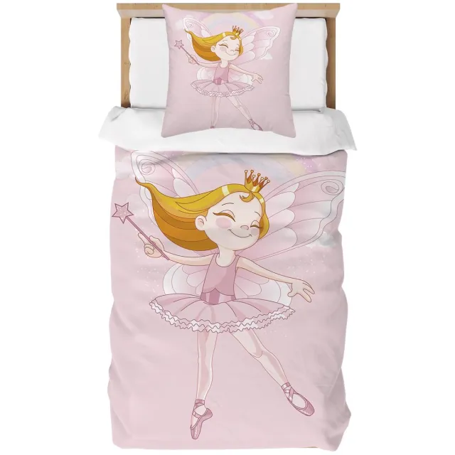 Unyqoos Beddengoed Set voor Meisjes met Sprookjesachtig Ontwerp, Microvezel, Roze, 135 x 200 cm, met Kussensloop